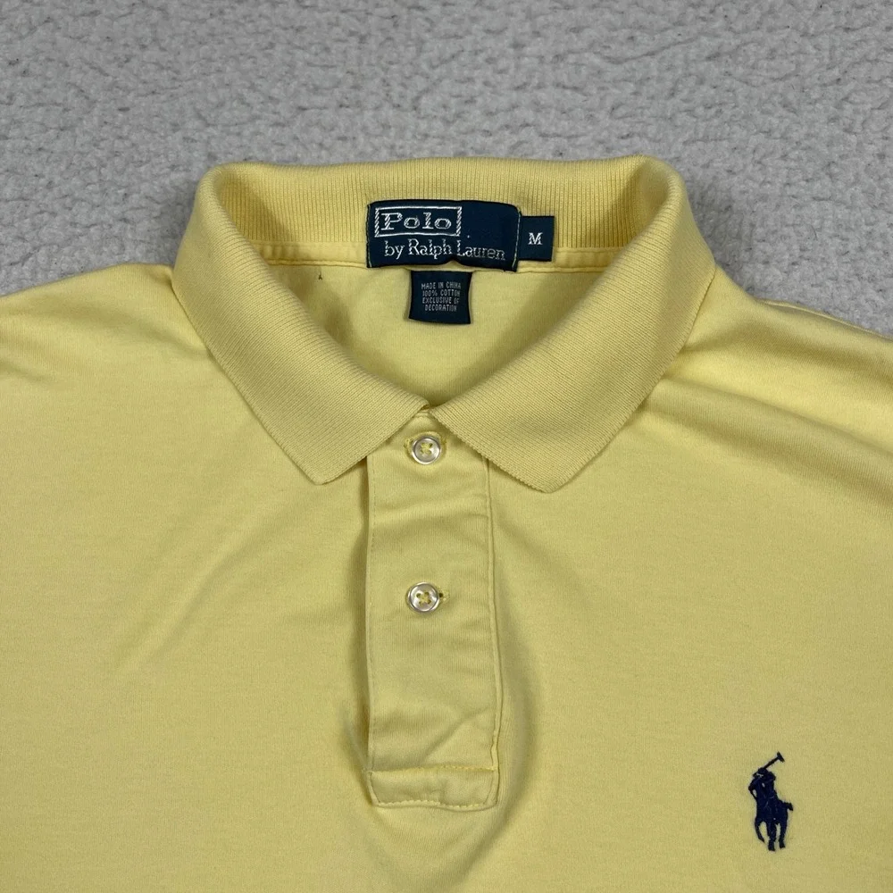 Polo Ralph Lauren Polo Shirt Mens Medium Yellow Short Sleeve Cotton Classic